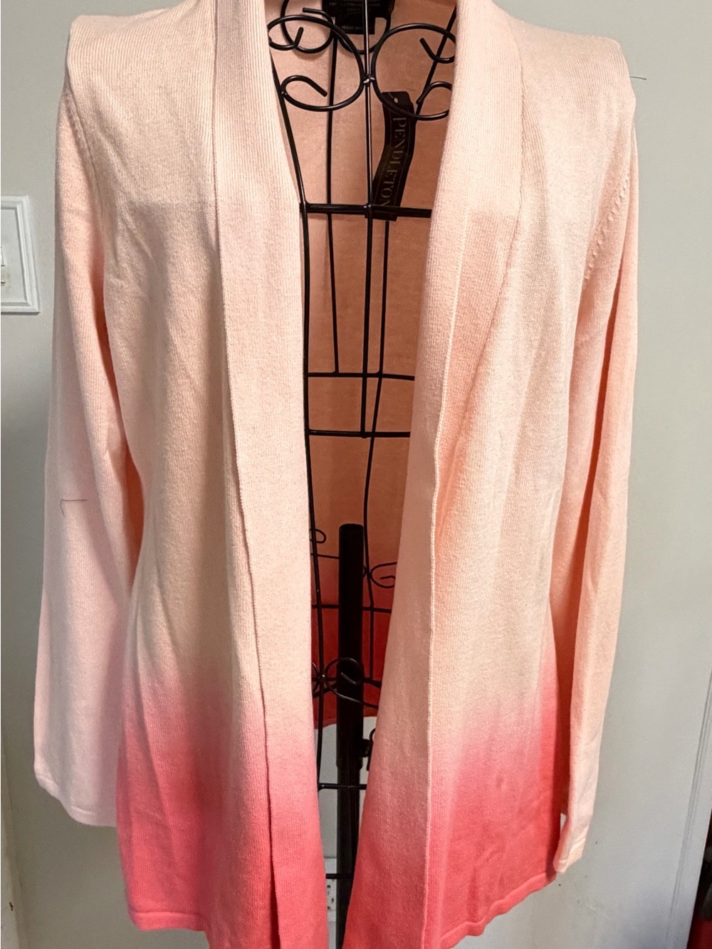 Pendleton NWT Open-Front Ombre Cardigan in Light Pink and Coral size MP